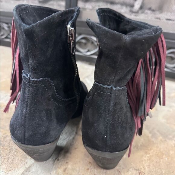 SALE Black Suede Sam Edelman ankle Booties with tassels SZ 10 - Picture 5 of 12
